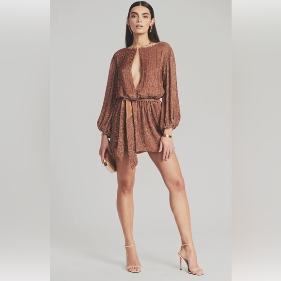 Retrofete Grace Sequin Mini Dress Bronze XS M - Picture 3 of 10